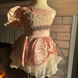 Vintage Girls Pink Lace Kids Formal Dress